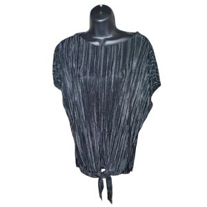 Gyft black shimmery Short Sleeve top with tie waist size m